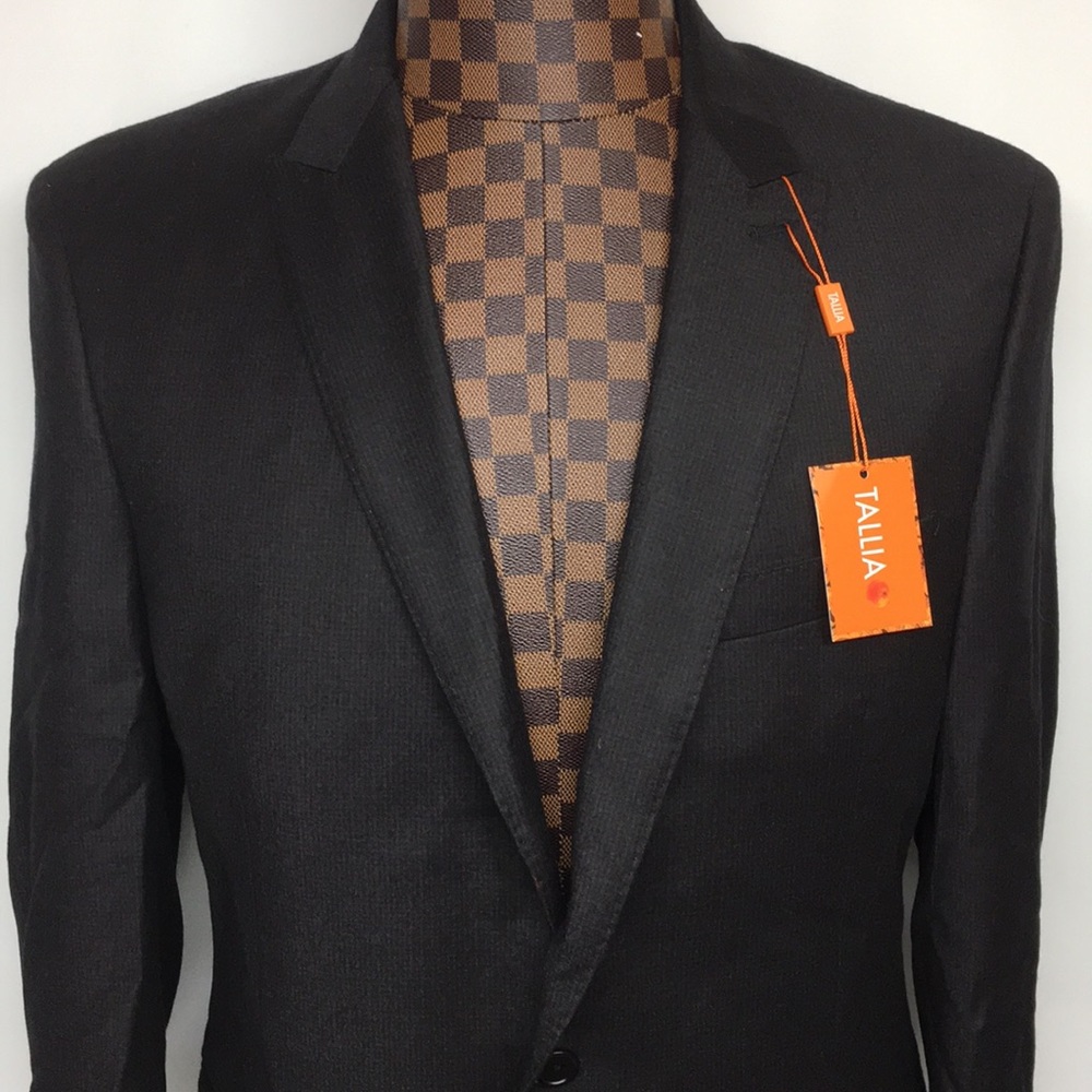 Tallia-Black Burgundy Blazer 40 Long Check2 NWT